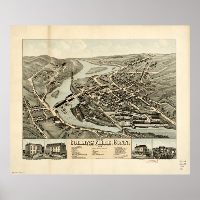 Póster Collinsville Connecticut 1878 Antiguas Mamáes Pano (Frente)