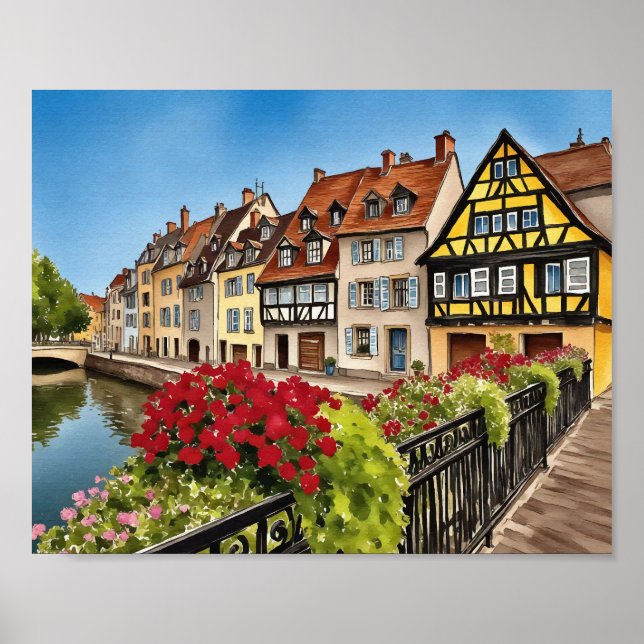 Póster Colmar France Watercolor (Frente)
