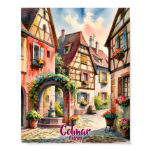 Colmar Francia Alsacia Acuarela Viaje Texto Person