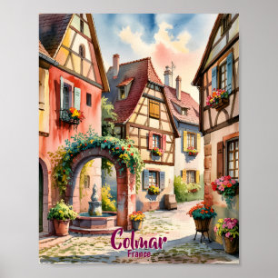 Póster Colmar Francia Alsacia Acuarela Viaje Texto Person