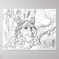 Coloca tu propio Wolf Cavern Line Art