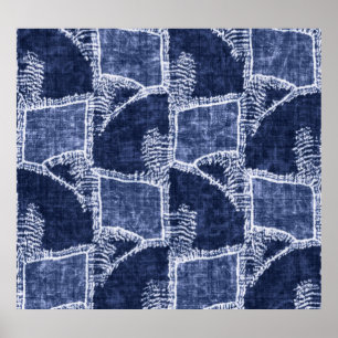 Póster Colocación índigo: Elegancia chequera texturizada