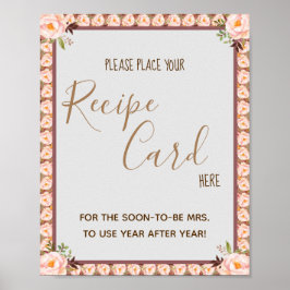 Póster Colocar Tarjeta Recetada Aquí Rótulo Floral Frame