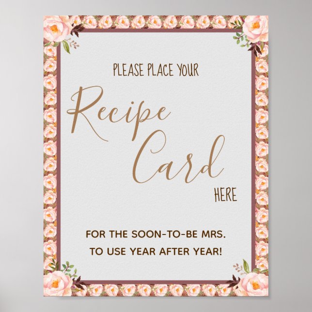 Póster Colocar Tarjeta Recetada Aquí Rótulo Floral Frame  (Frente)