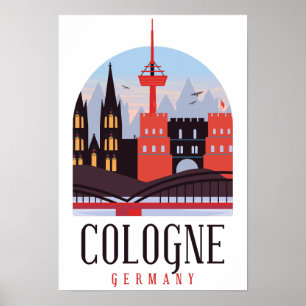 Póster Cologne Alemania Vintage Cityscape