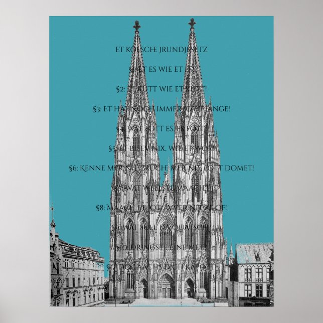 Póster Cologne Dome Cologne Köln Kölsches Grundgesetz (Frente)