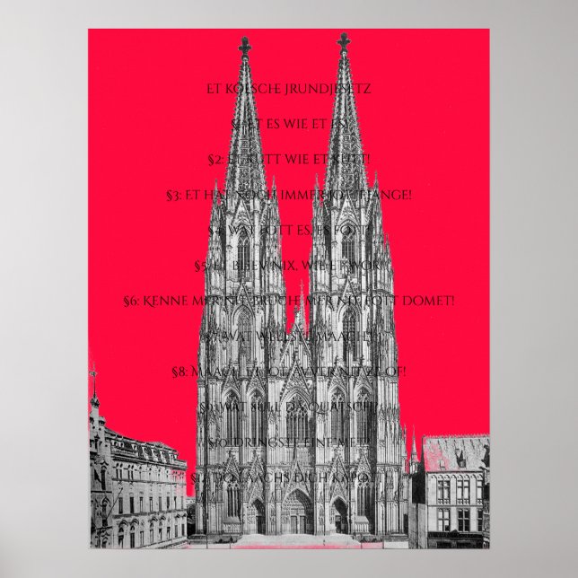 Póster Cologne Dome Cologne Köln Kölsches Grundgesetz (Frente)