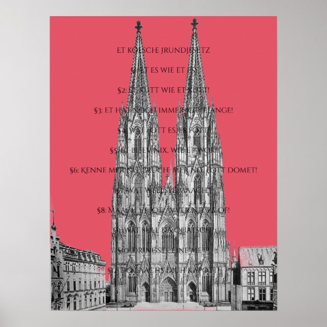 Póster Cologne Dome Cologne Köln Kölsches Grundgesetz (Frente)