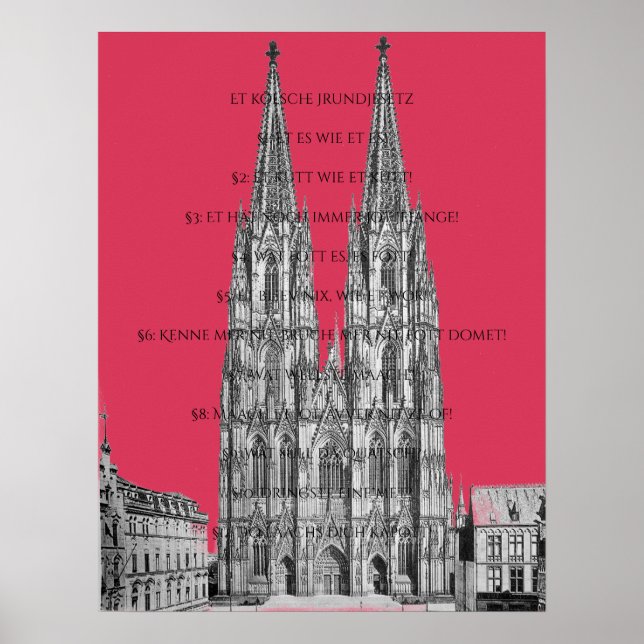 Póster Cologne Dome Cologne Köln Kölsches Grundgesetz (Frente)