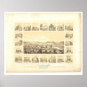 Póster Coloma, CA. Panoramic Map 1857 (0423A)
