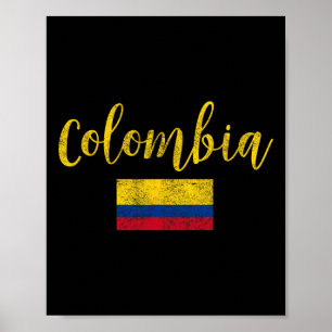 Póster Colombia Bandera Colombiana Vintage