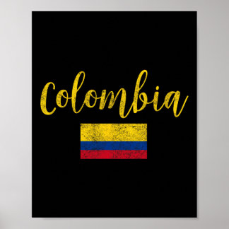 Póster Colombia Bandera Colombiana Vintage