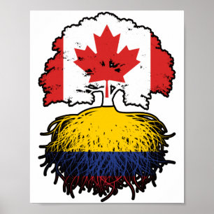 Póster Colombia Bandera de raíces colombianas canadienses