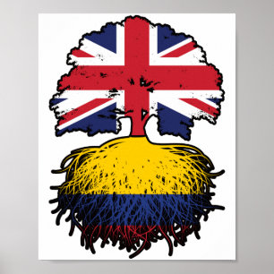 Póster Colombia Bandera de raíces colombianas de árboles