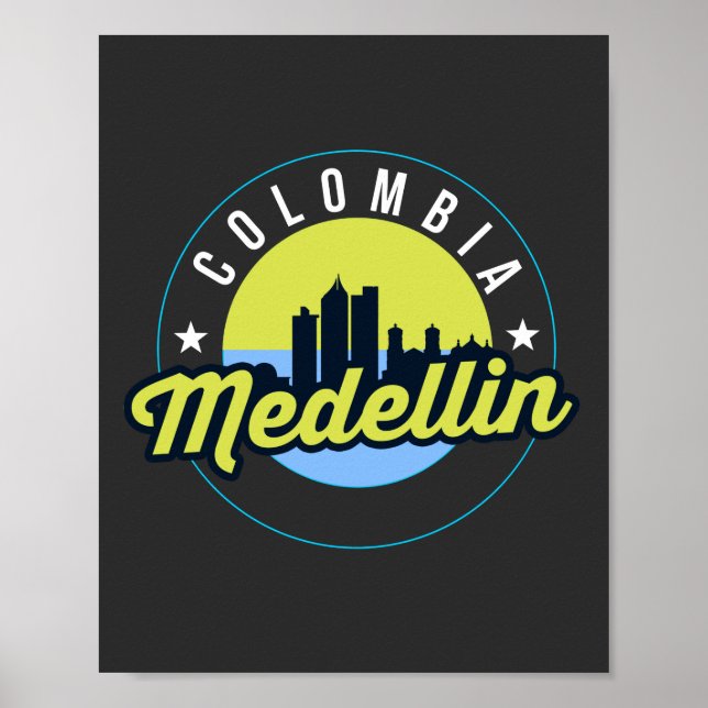 Póster Colombia Pegatina de Medellín Cityscape (Frente)