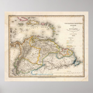 Póster Colombia, Venezuela, Sudamérica