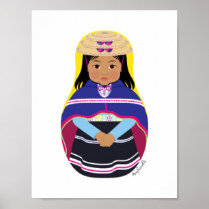 Póster Colombian, Misak or Guambiana Matryoshka Poster