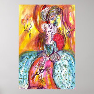Póster COLOMBINA ,DAMA CON MÁSCARA Mascarada veneciana