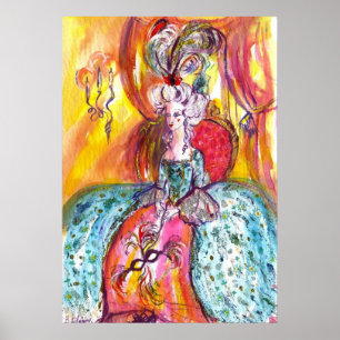 Póster COLOMBINA, DAMA CON MÁSCARA Veneciana