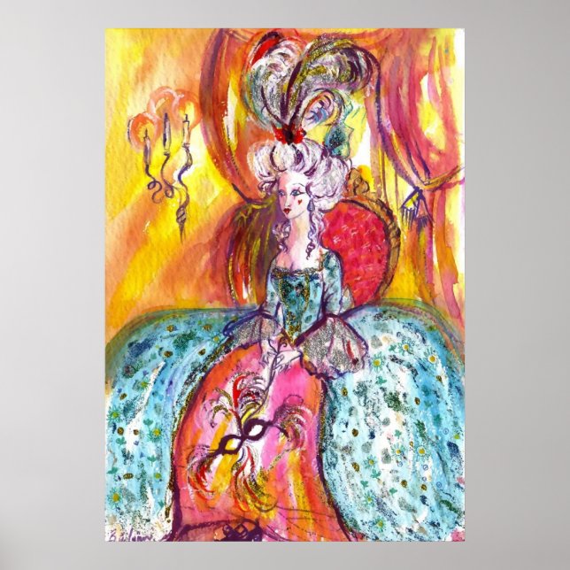 Póster COLOMBINA, DAMA CON MÁSCARA Veneciana (Frente)