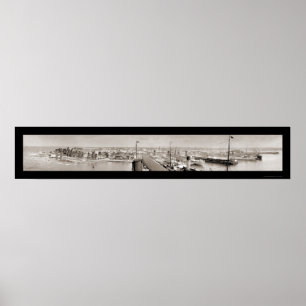 Póster Colón, Panamá y foto de barcos de 1913