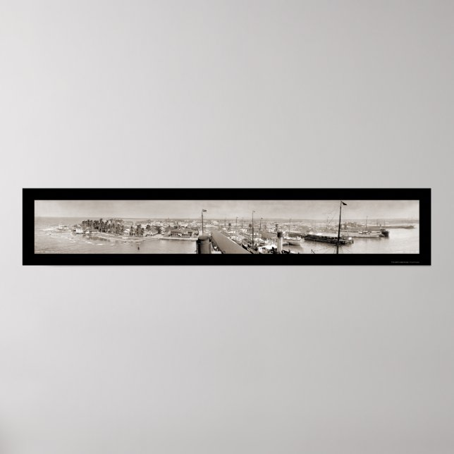 Póster Colón, Panamá y foto de barcos de 1913 (Frente)