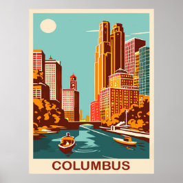 Póster Colón, río Scioto, Ohio, viajes