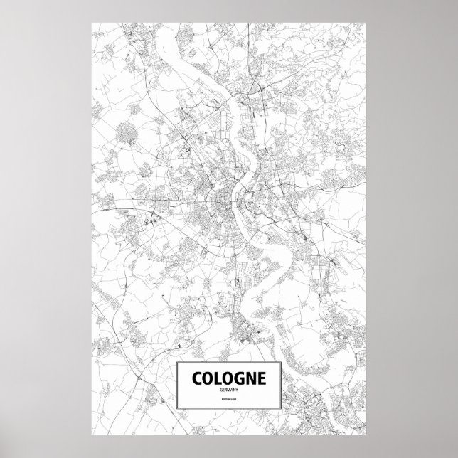Póster Colonia, Alemania (negro sobre blanco) (Frente)