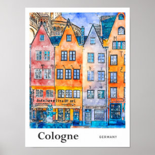 Póster Colonia Alemania Traje Mano de Agua de Viaje