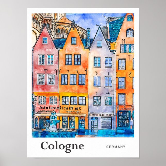 Póster Colonia Alemania Traje Mano de Agua de Viaje (Frente)