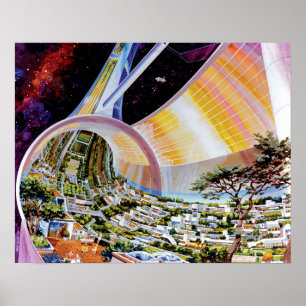 Póster Colonia de hábitat de la estación espacial Torus C