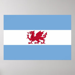 Póster Colonia galesa en Patagonia, bandera argentina