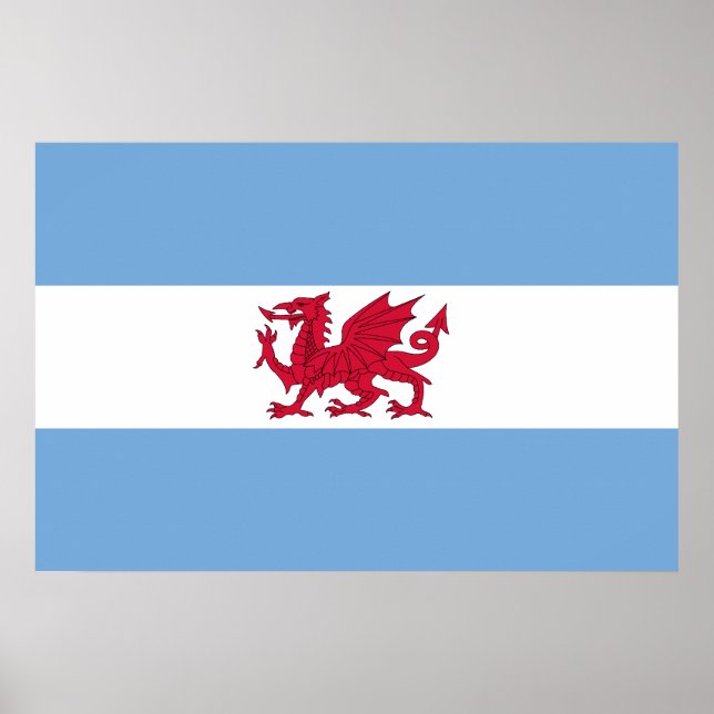 Póster Colonia galesa en Patagonia, bandera argentina (Frente)