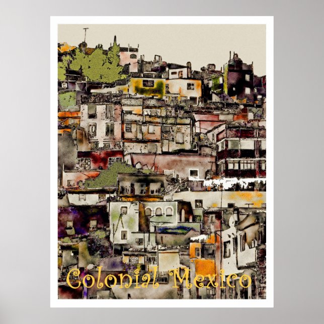 Póster Colonial México-Hilltown, poster (Frente)