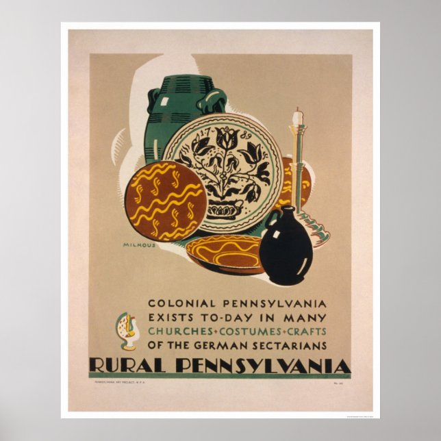 Póster Colonial Pennsylvania 1940 WPA (Frente)