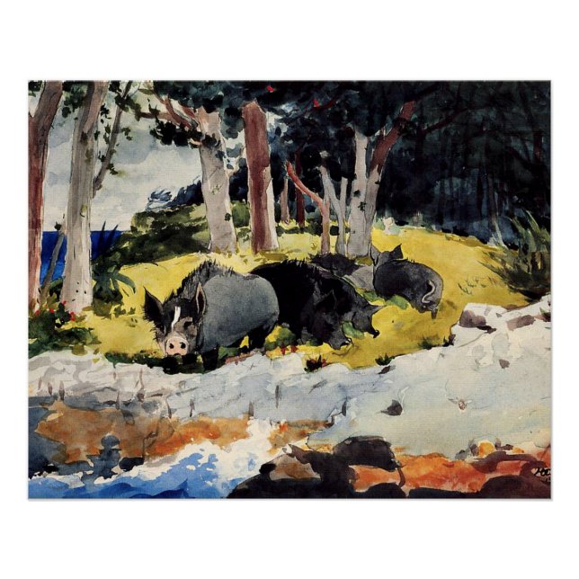 Póster Colonos de Bermudas, pintura de Winslow Homer, (Anverso)