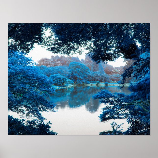 Póster Color azul hecho fresco, naturaleza única, lago (Frente)