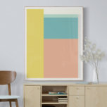 Póster Color Block Art in Retro Beach Pastel Colores<br><div class="desc">Un diseño sencillo y moderno de bloques de colores en las playas tropicales de coral,  amarillo,  agua y cristal de mar.</div>
