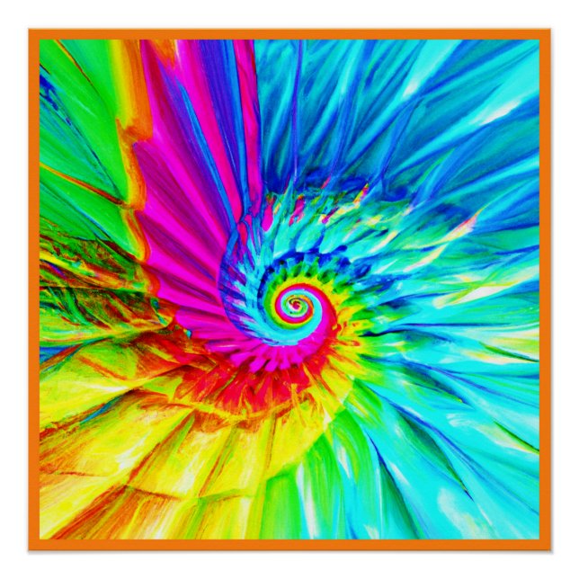 Póster Color Burst Spiral Pattern Art (Anverso)