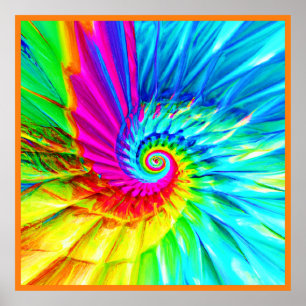Póster Color Burst Spiral Pattern Art