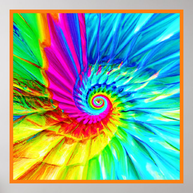 Póster Color Burst Spiral Pattern Art (Frente)