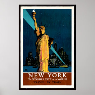 Póster Color de afiche de viajes de Nueva York. 1927