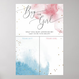 Póster Color de agua azul rosado Género revelar Rótulo de