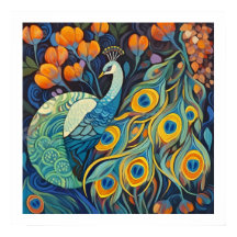 Color de agua azul vibrante Peacock