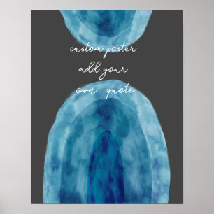 Póster color de agua azul y gris añaden personalizado de