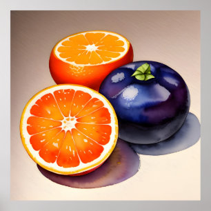 Póster Color de agua brillante naranja