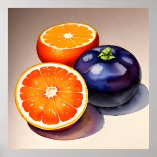 Póster Color de agua brillante naranja
