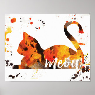Póster Color de agua de vaca - Naranja, negro, amarillo