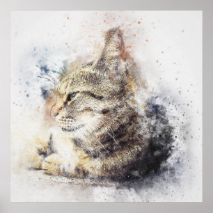 Póster Color de agua del gato