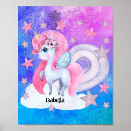 Póster Color de agua dulce arcoiris unicornio personaliza